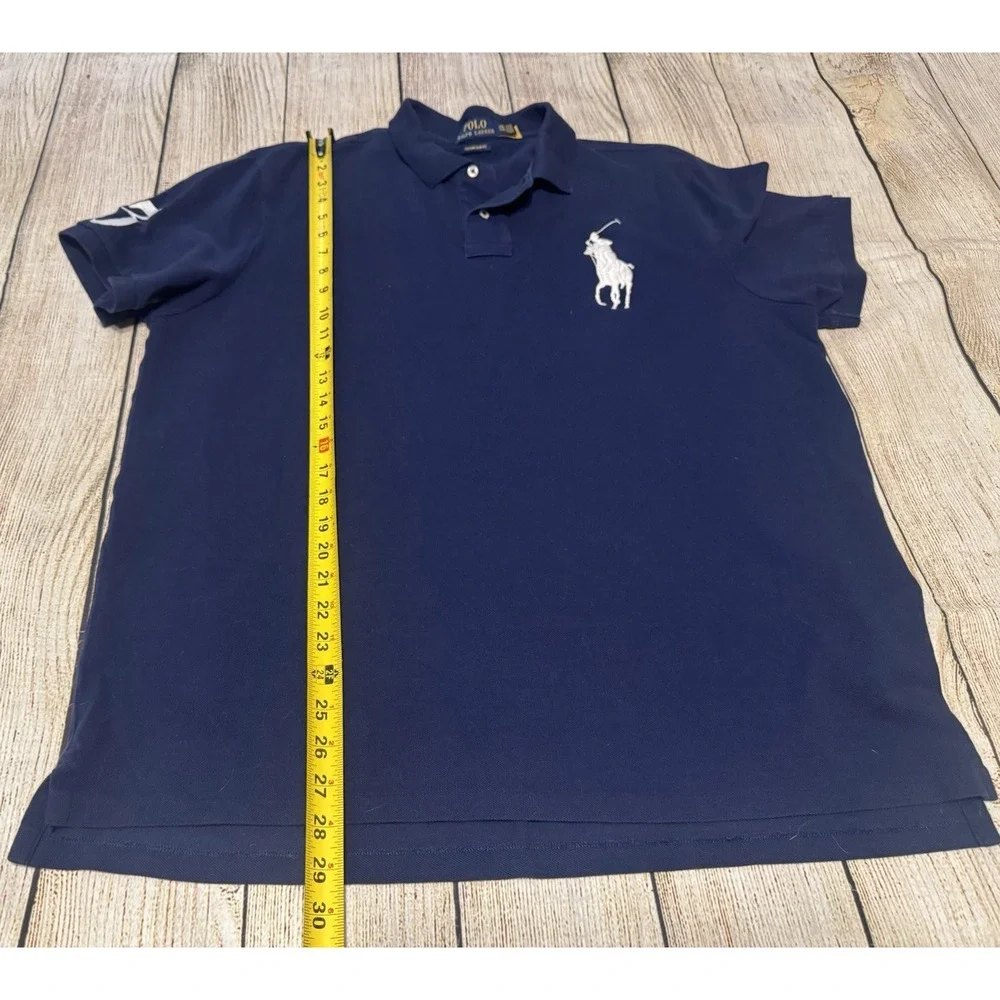 Ralph Lauren POLO Big Pony Navy Blue Custom Slim Fit Polo Shirt Sz XXL GT32